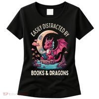 Easily distracted by books and dragons kawaii dragon reader Women's T-Shirt thumb 0
