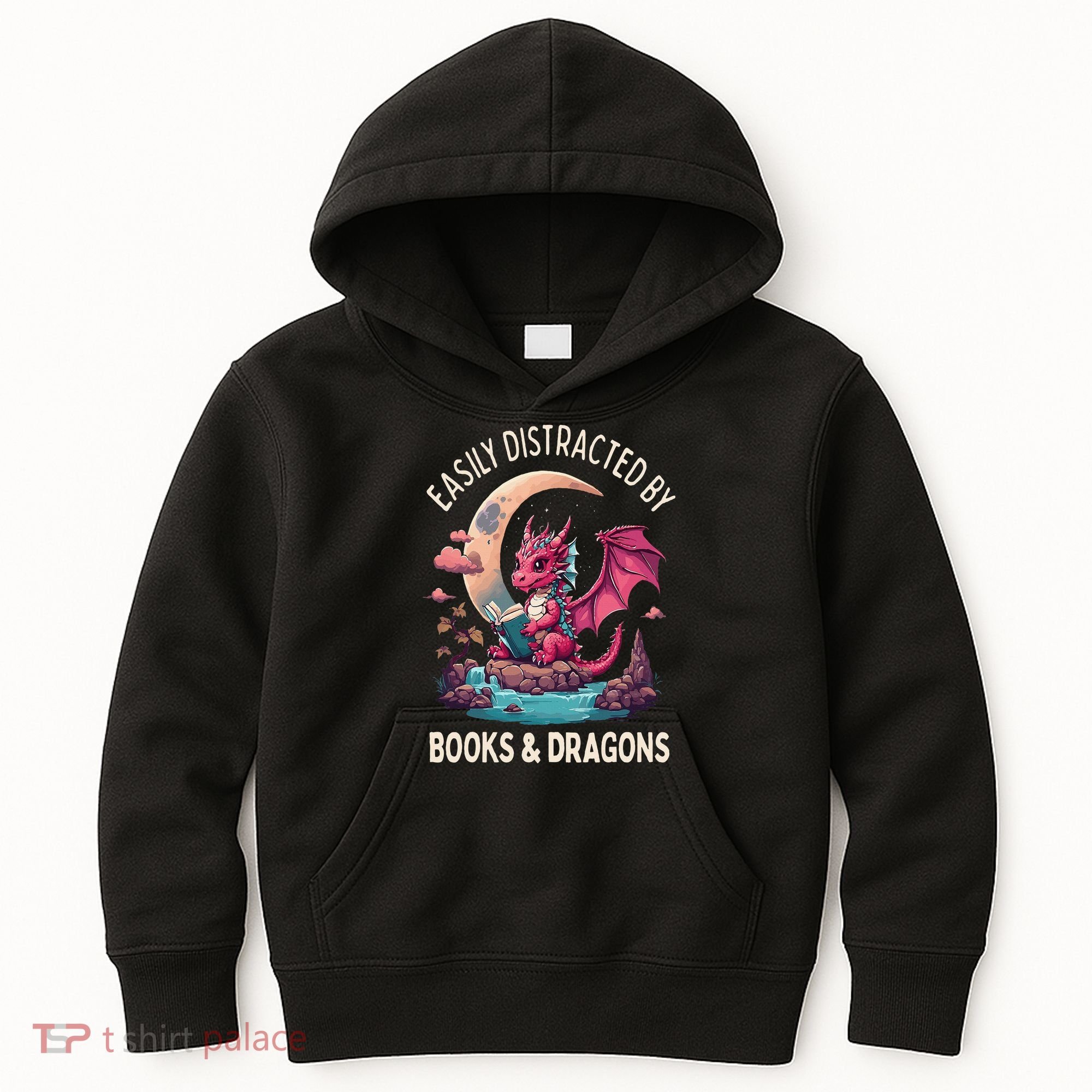 Easily distracted by books and dragons kawaii dragon reader Kids Hoodie