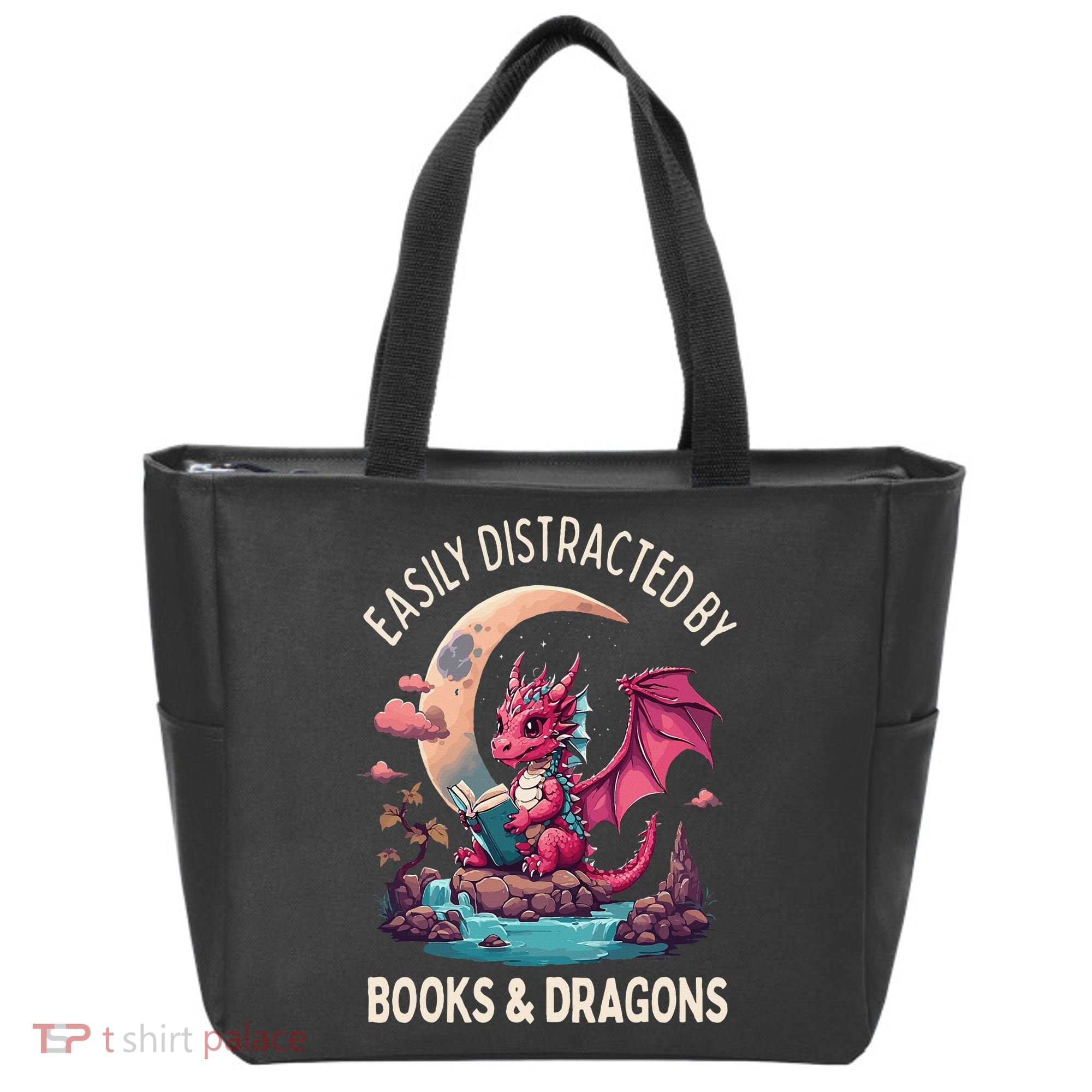 Easily distracted by books and dragons kawaii dragon reader Tote Bag