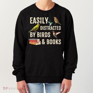 Easily Distracted By Birds & Books Vintage Birder Women's Sweatshirt