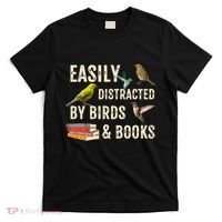 Easily Distracted By Birds & Books Vintage Birder T-Shirt thumb 0