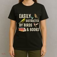 Easily Distracted By Birds & Books Vintage Birder T-Shirt thumb 4