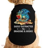 Easily Distracted By Dragons And Books Nerd Dragon Doggie Tank thumb 0