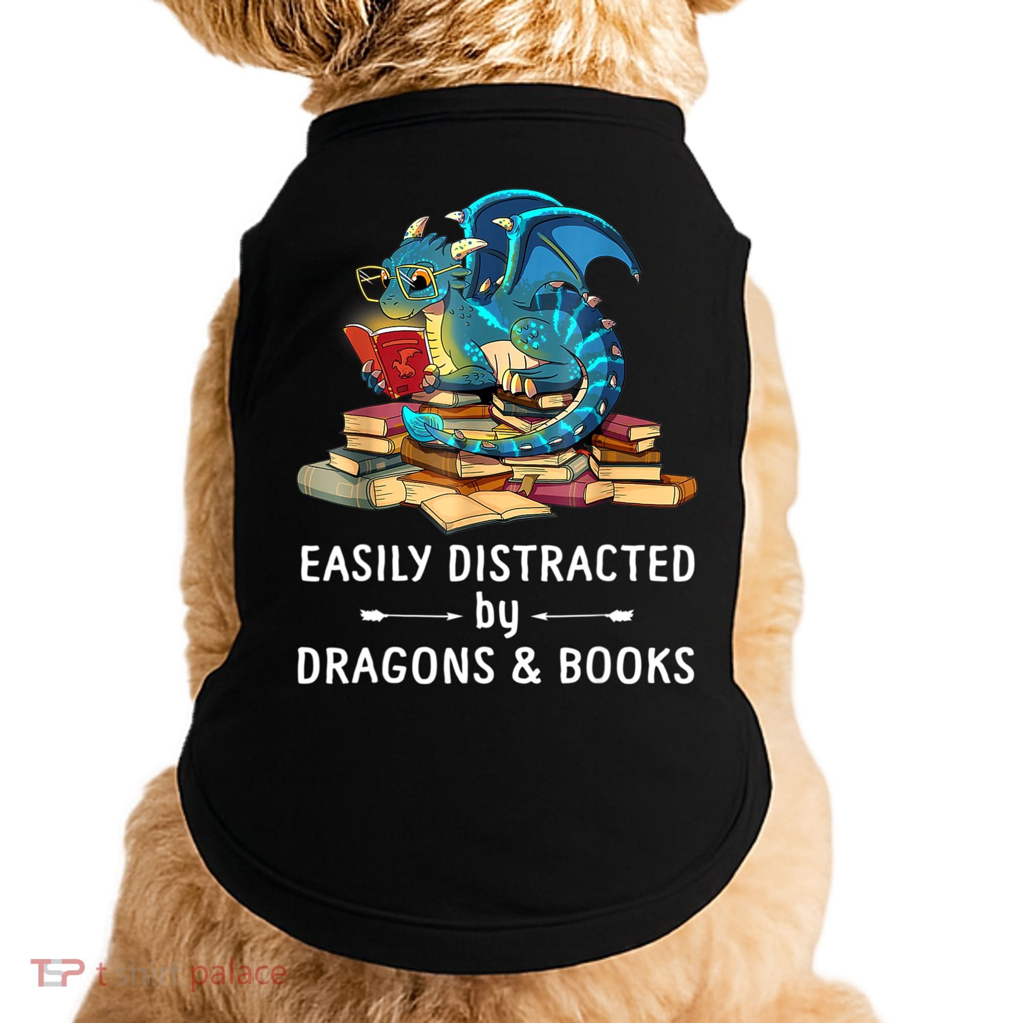Easily Distracted By Dragons And Books Nerd Dragon Doggie Tank