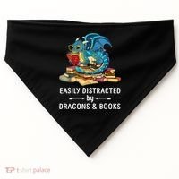 Easily Distracted By Dragons And Books Nerd Dragon USA-Made Doggie Bandana thumb 0