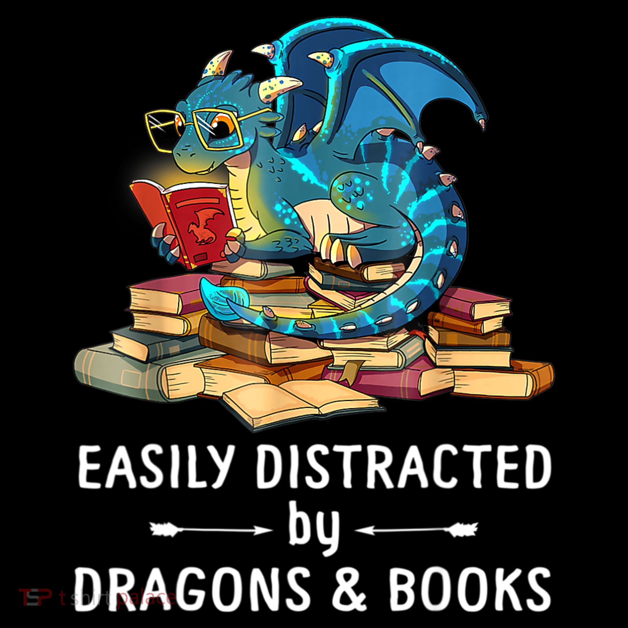 Easily Distracted By Dragons And Books Nerd Dragon Long Sleeve Shirt