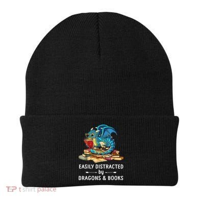 Easily Distracted By Dragons And Books Nerd Dragon Beanie