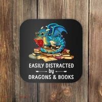 Easily Distracted By Dragons And Books Nerd Dragon Coaster thumb 0