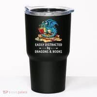 Easily Distracted By Dragons And Books Nerd Dragon Tumbler thumb 0