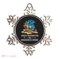 Easily Distracted By Dragons And Books Nerd Dragon Ornament thumb 0