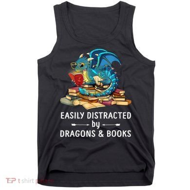 Easily Distracted By Dragons And Books Nerd Dragon Tank Top