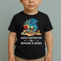 Easily Distracted By Dragons And Books Nerd Dragon Toddler T-Shirt thumb 2