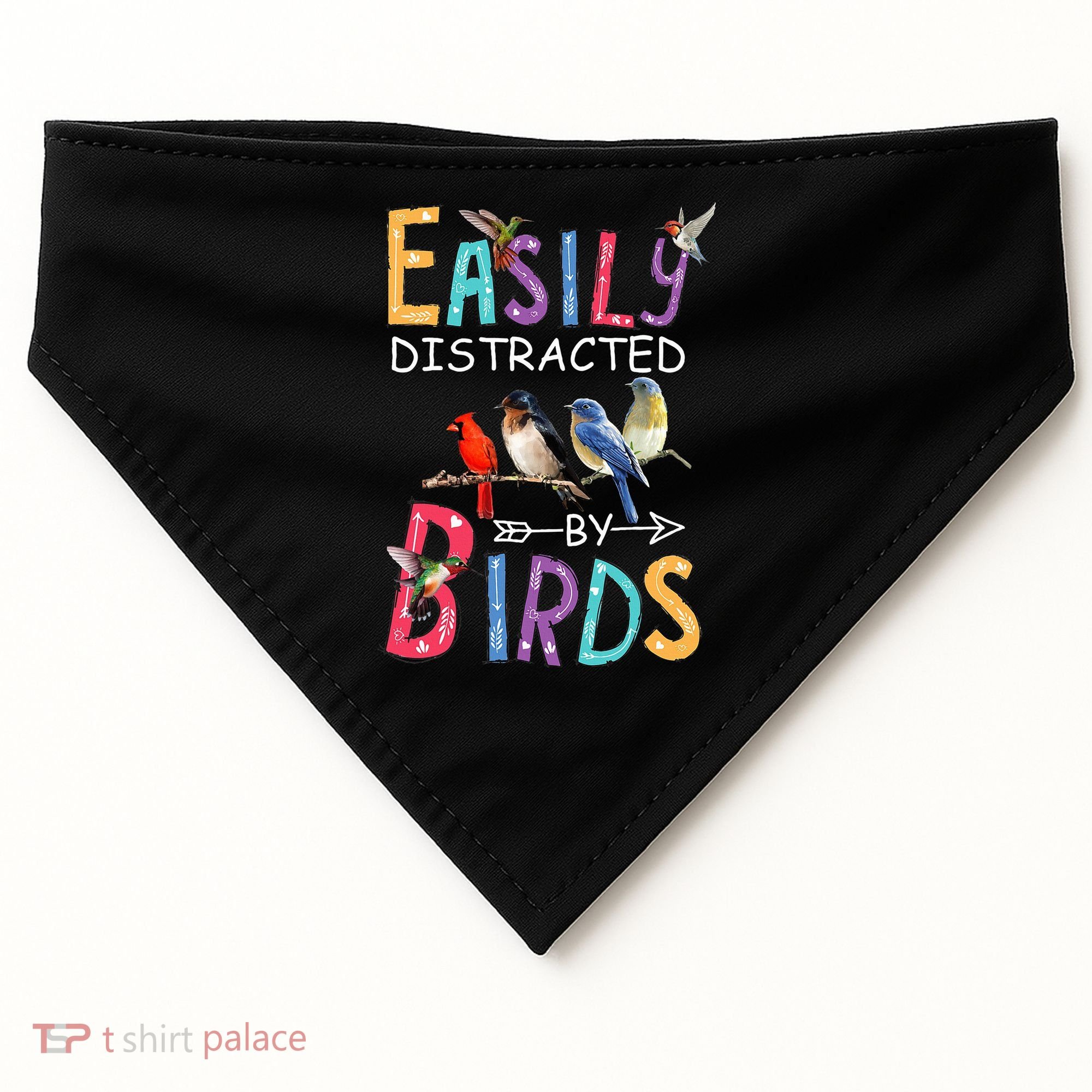 Easily Distracted By Birds Funny Bird  USA-Made Doggie Bandana