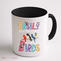 Easily Distracted By Birds Funny Bird  Coffee Mug thumb 1