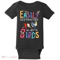 Easily Distracted By Birds Funny Bird  Baby Bodysuit thumb 0