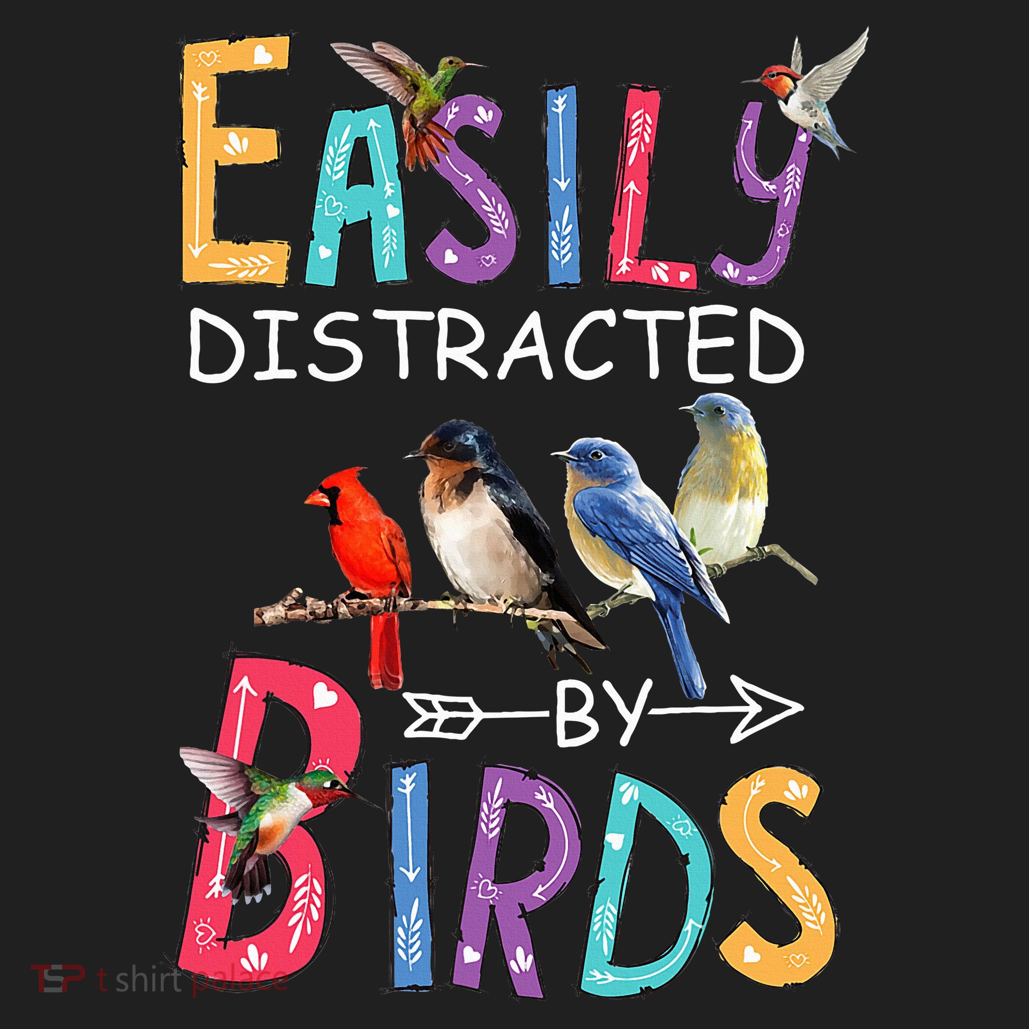 Easily Distracted By Birds Funny Bird  Golf Towel