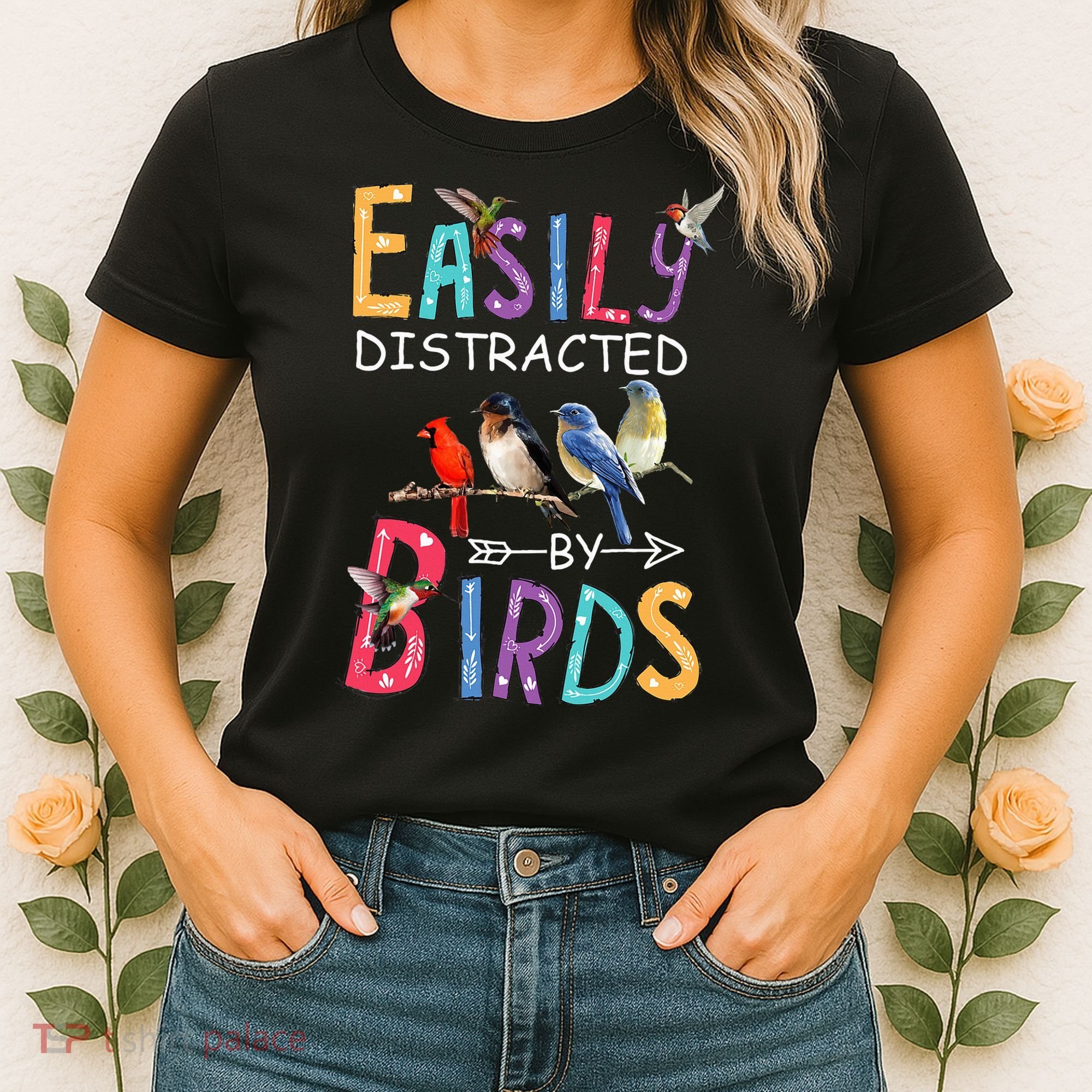Easily Distracted By Birds Funny Bird  Women's T-Shirt