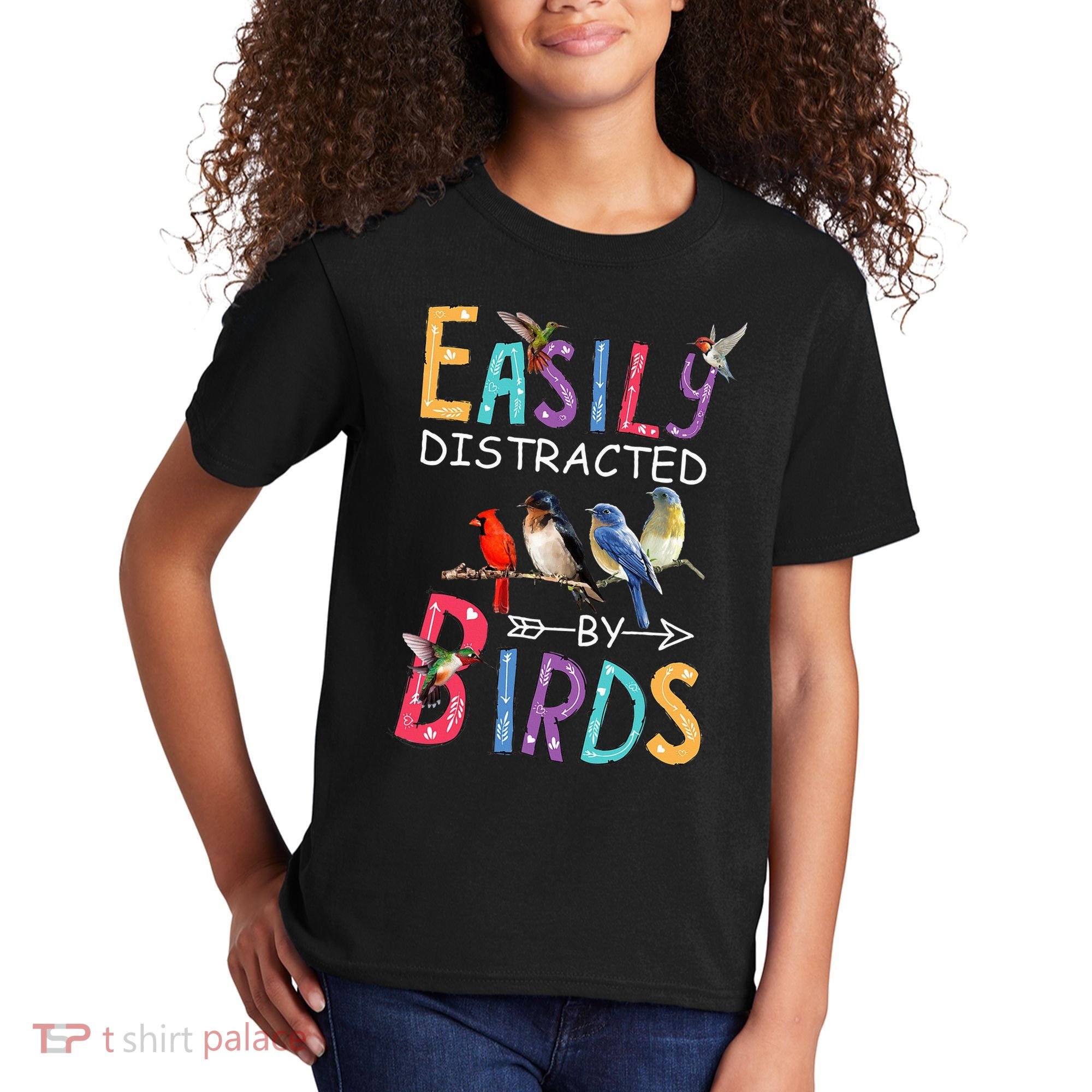 Easily Distracted By Birds Funny Bird  Kids T-Shirt