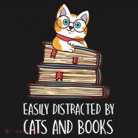 Easily Distracted By Cats And Books Cat & Book Lover Ornament thumb 1