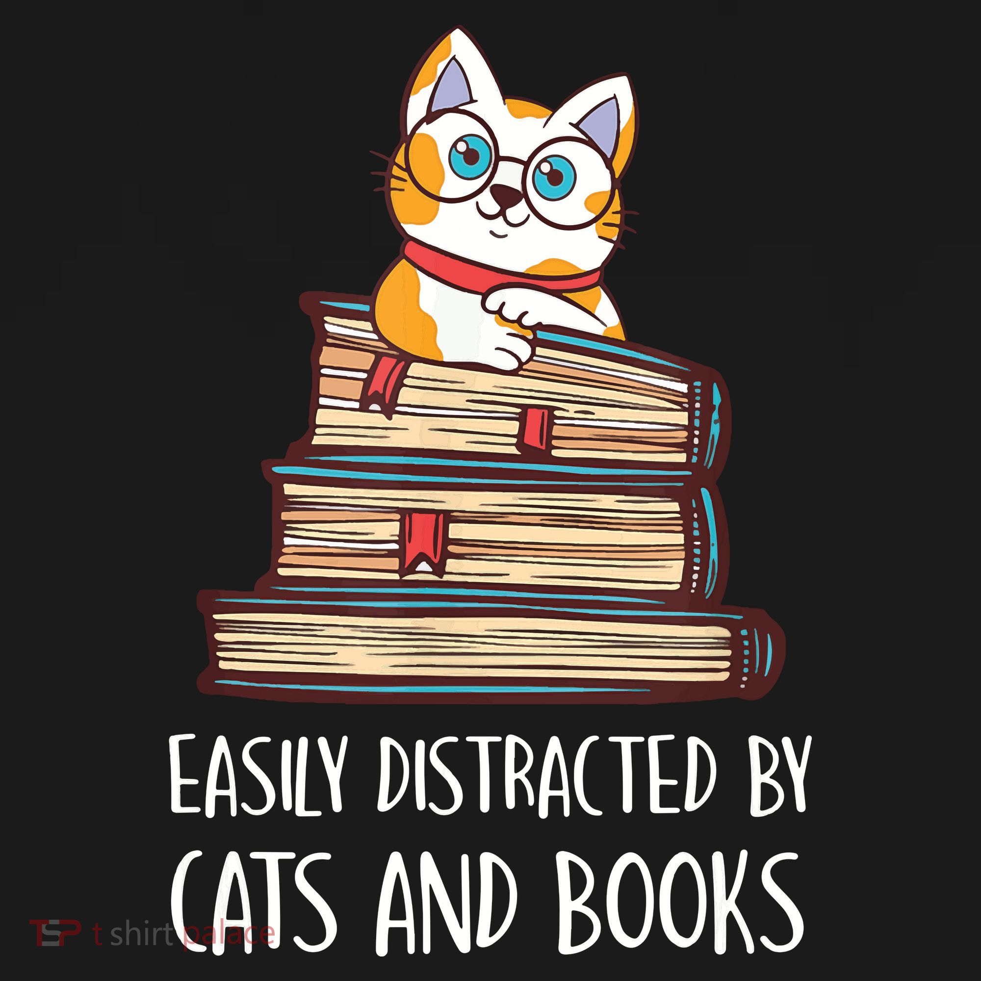 Easily Distracted By Cats And Books Cat & Book Lover Ornament