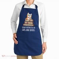 Easily Distracted By Cats And Books Cat & Book Lover Apron thumb 2