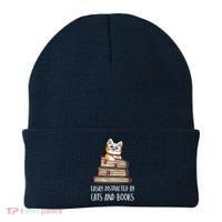 Easily Distracted By Cats And Books Cat & Book Lover Beanie thumb 0