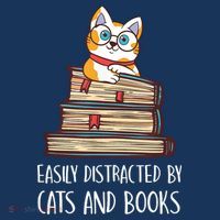 Easily Distracted By Cats And Books Cat & Book Lover Beanie thumb 2