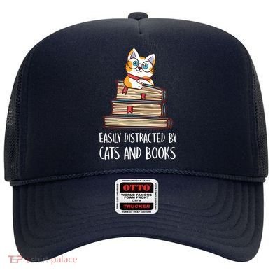 Easily Distracted By Cats And Books Cat & Book Lover Hat
