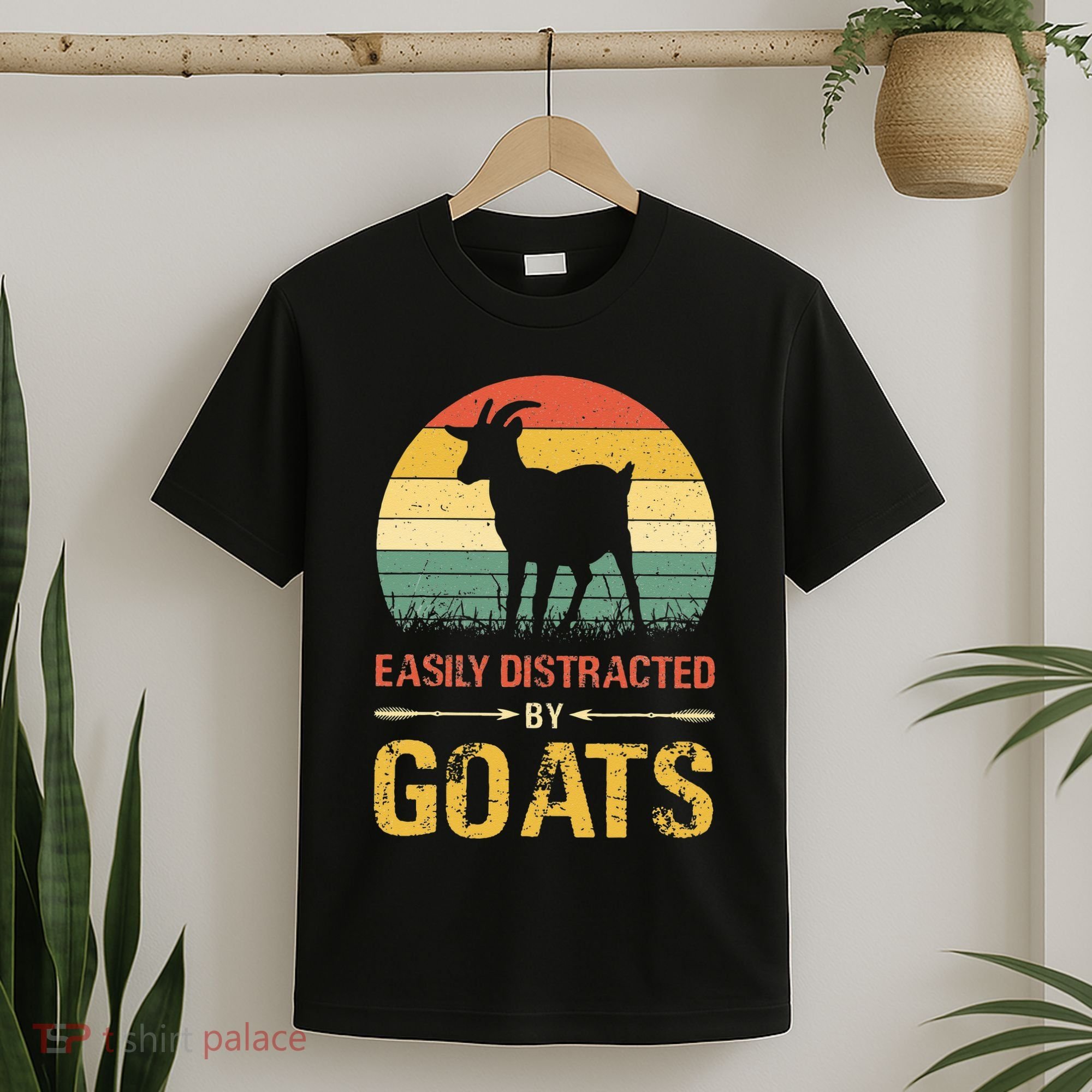 Easily Distracted By Goats Retro Vintage Farm Goat Lover T-Shirt