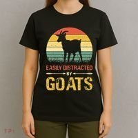 Easily Distracted By Goats Retro Vintage Farm Goat Lover T-Shirt thumb 4