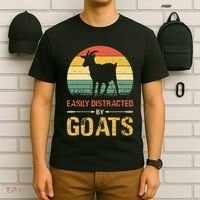 Easily Distracted By Goats Retro Vintage Farm Goat Lover T-Shirt thumb 6