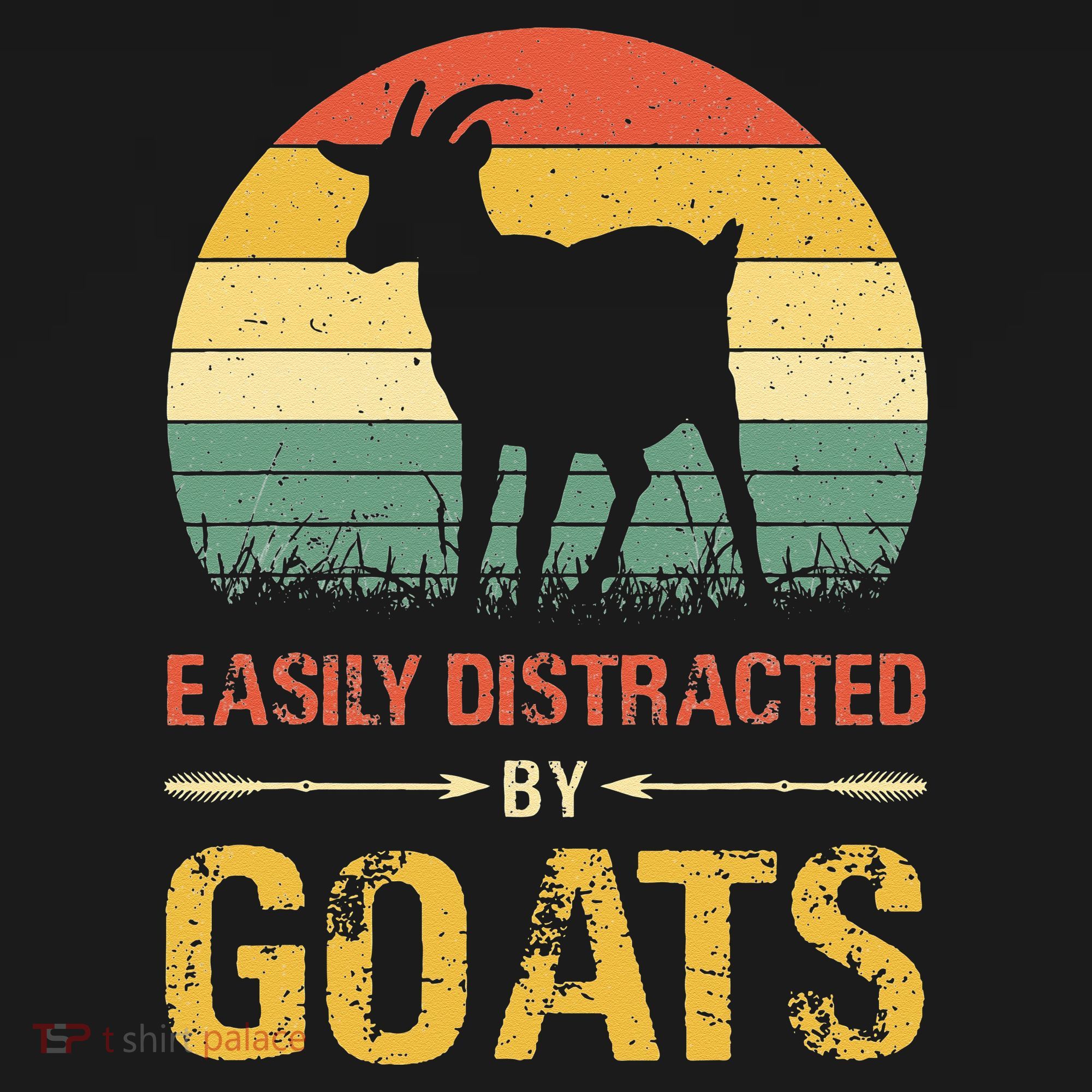 Easily Distracted By Goats Retro Vintage Farm Goat Lover T-Shirt