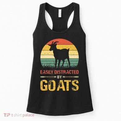 Easily Distracted By Goats Retro Vintage Farm Goat Lover Women's Tank Top