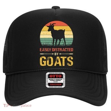 Easily Distracted By Goats Retro Vintage Farm Goat Lover Hat