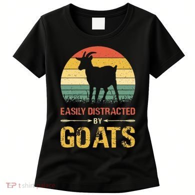 Easily Distracted By Goats Retro Vintage Farm Goat Lover Women's T-Shirt
