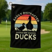 Easily Distracted By Ducks Golf Towel thumb 1