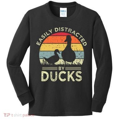 Easily Distracted By Ducks Kids Long Sleeve Shirt