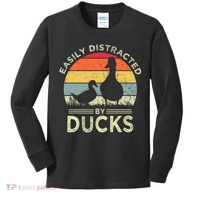 Easily Distracted By Ducks Kids Long Sleeve Shirt