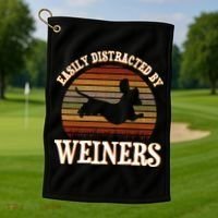 Easily Distracted By Weiners Dachshund Lovers Wiener Lovers Cool Gift Golf Towel thumb 1