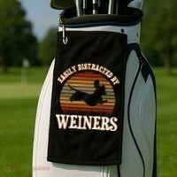 Easily Distracted By Weiners Dachshund Lovers Wiener Lovers Cool Gift Golf Towel thumb 2