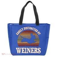 Easily Distracted By Weiners Dachshund Lovers Wiener Lovers Cool Gift Tote Bag thumb 0