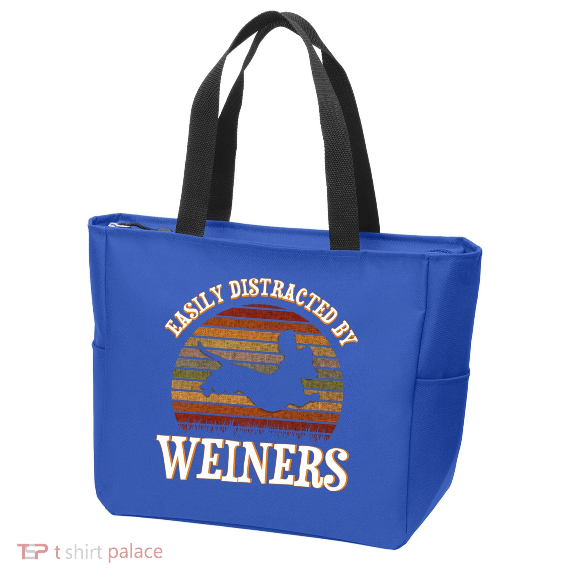 Easily Distracted By Weiners Dachshund Lovers Wiener Lovers Cool Gift Tote Bag