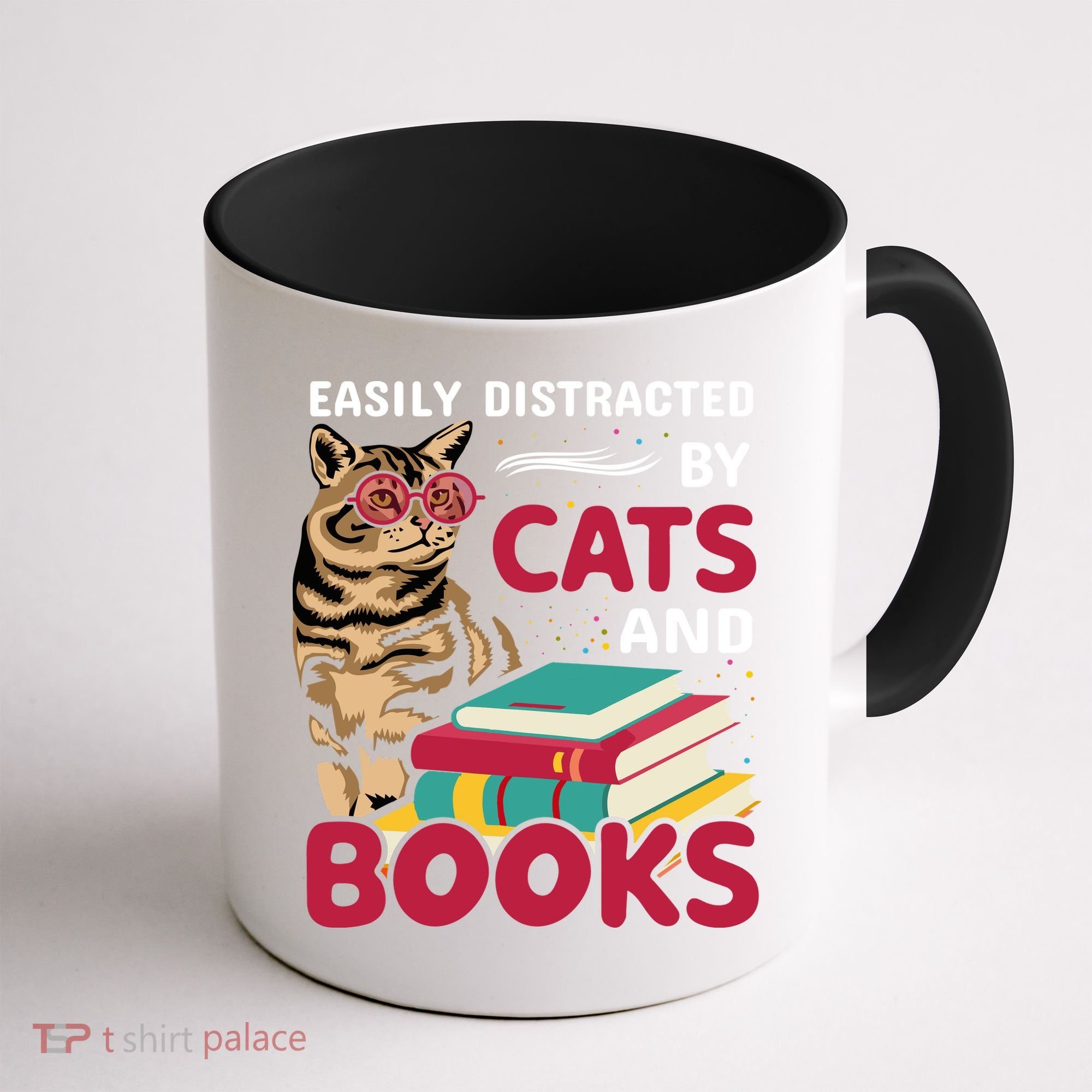 Easily Distracted By Cats And Books Coffee Mug