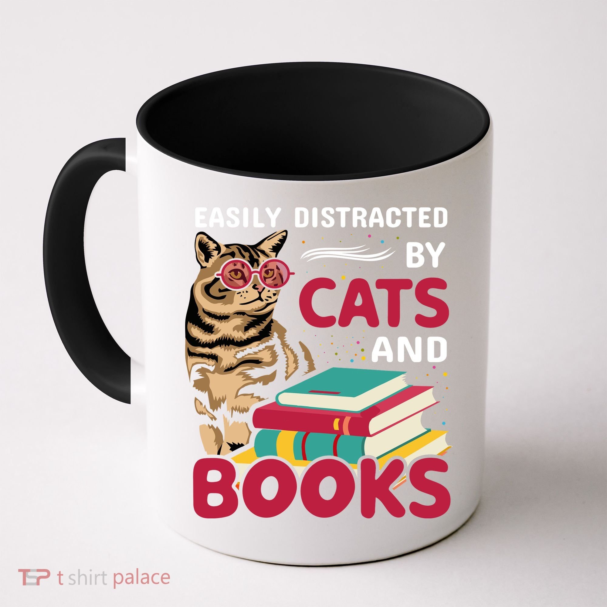 Easily Distracted By Cats And Books Coffee Mug
