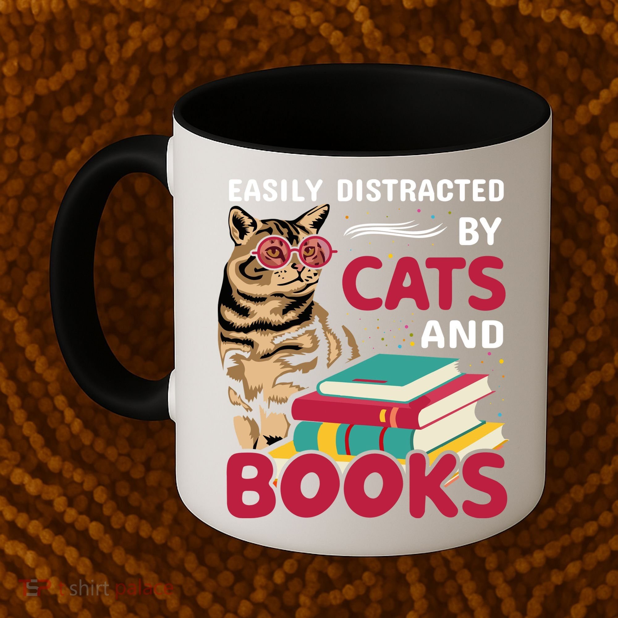 Easily Distracted By Cats And Books Coffee Mug