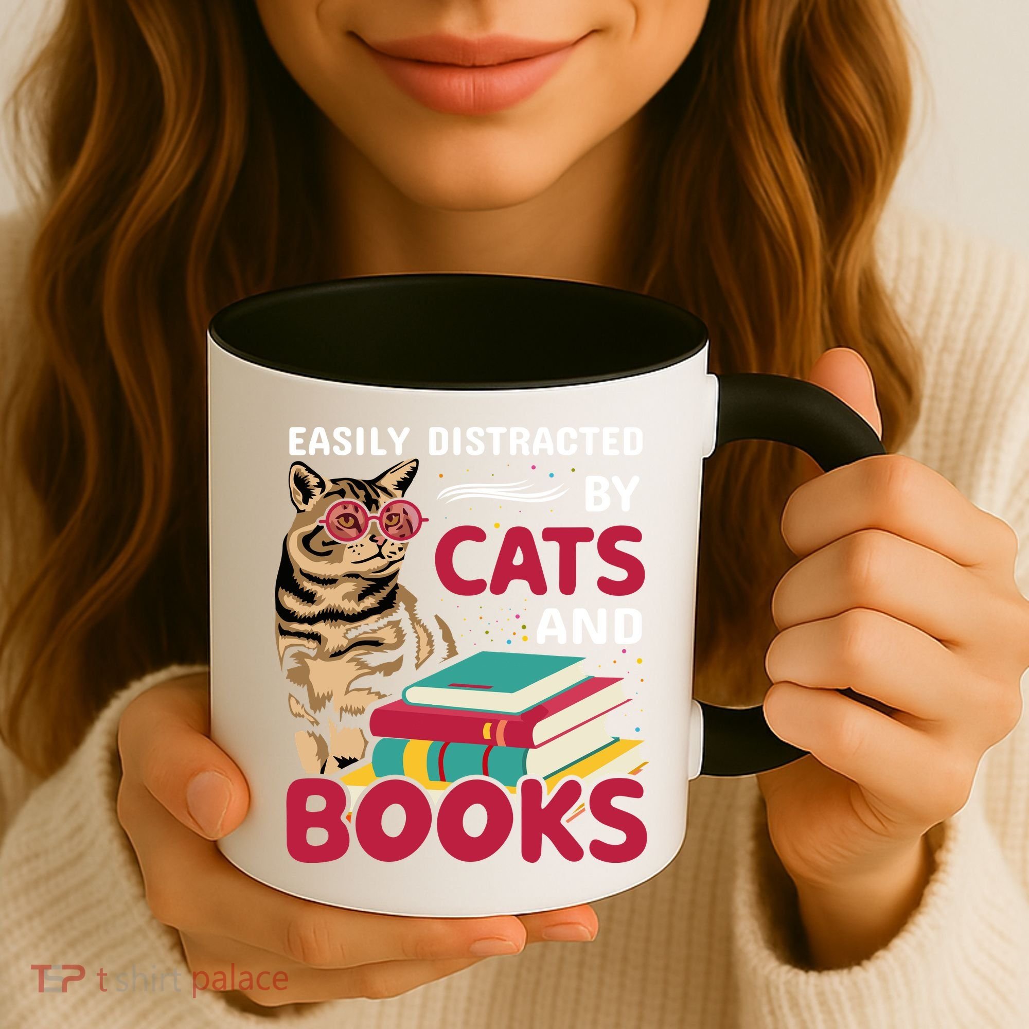 Easily Distracted By Cats And Books Coffee Mug