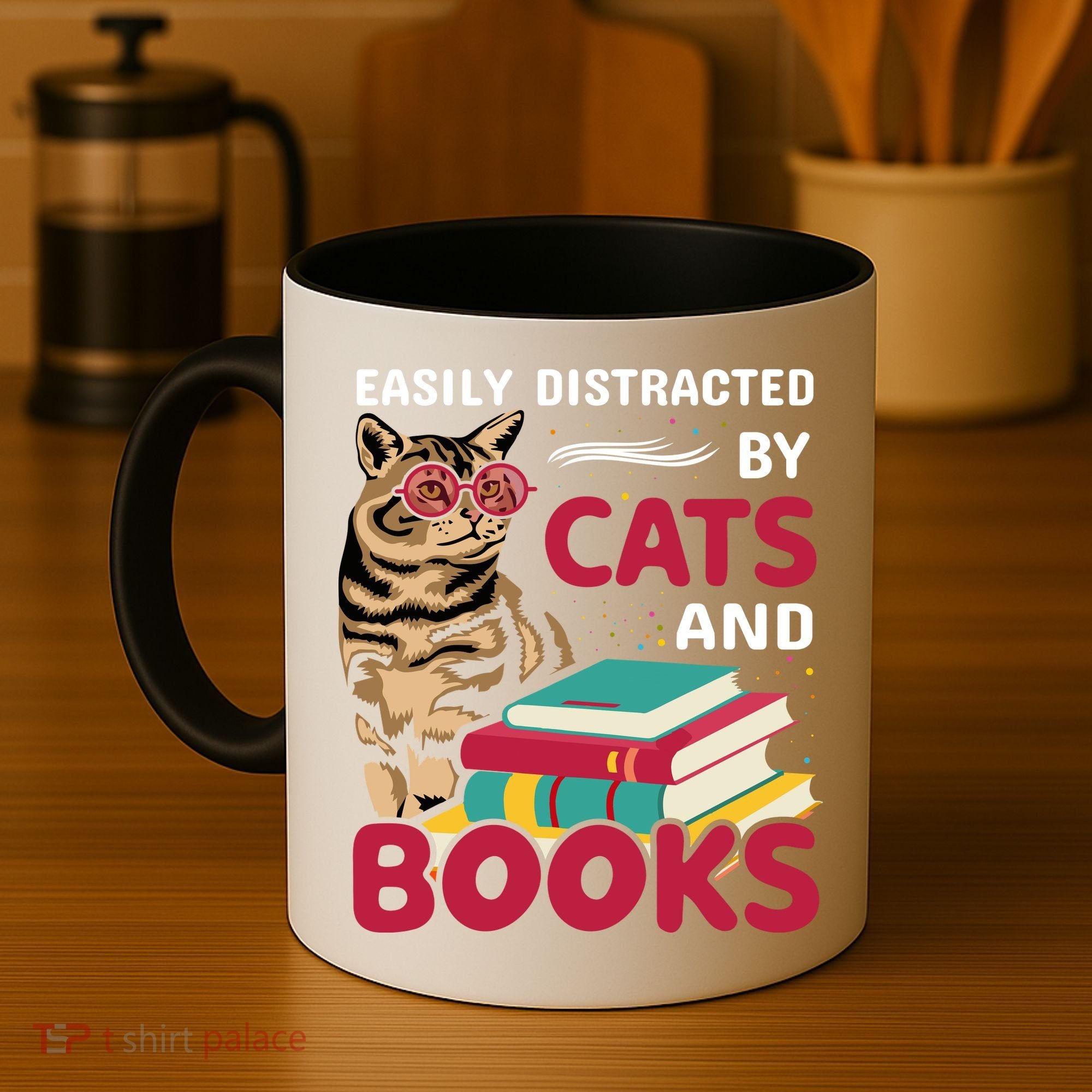 Easily Distracted By Cats And Books Coffee Mug