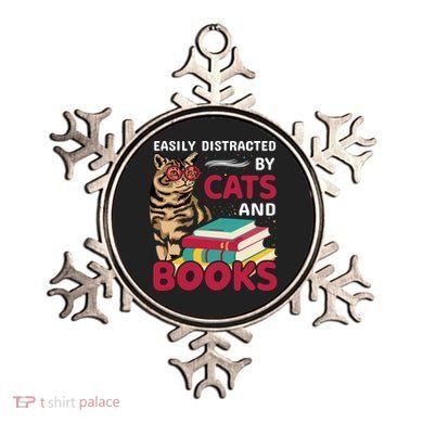 Easily Distracted By Cats And Books Ornament
