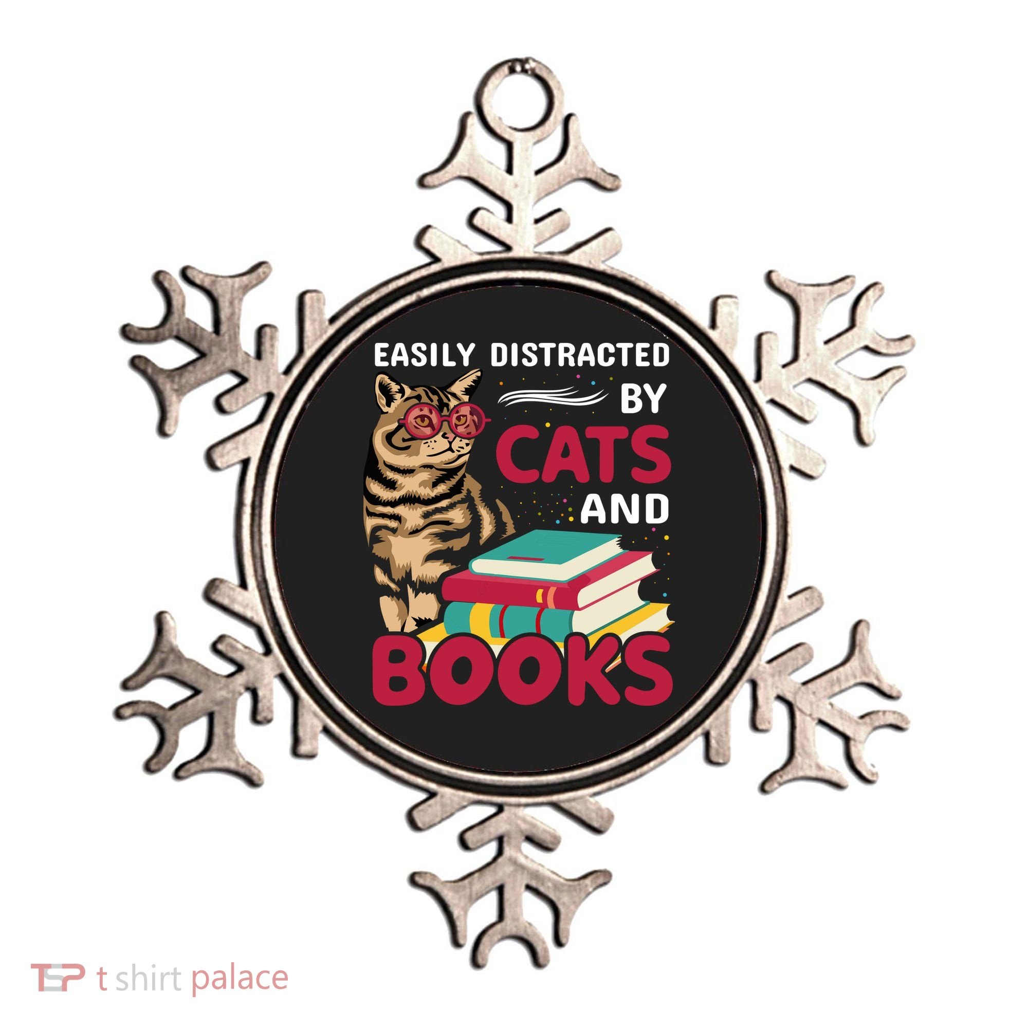 Easily Distracted By Cats And Books Ornament