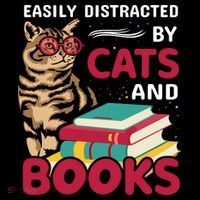 Easily Distracted By Cats And Books Ornament thumb 1